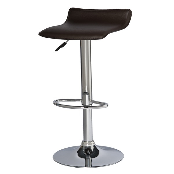 Adjustable Height Faux Leather and Chrome Swivel Stool (Set of 2)