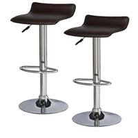 Adjustable Height Faux Leather and Chrome Swivel Stool (Set of 2)