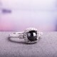 preview thumbnail 1 of 6, Miadora 14k White Gold 1ct TDW Cushion-cut Black and White Diamond Halo Engagement Ring