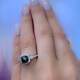 preview thumbnail 2 of 6, Miadora 14k White Gold 1ct TDW Cushion-cut Black and White Diamond Halo Engagement Ring
