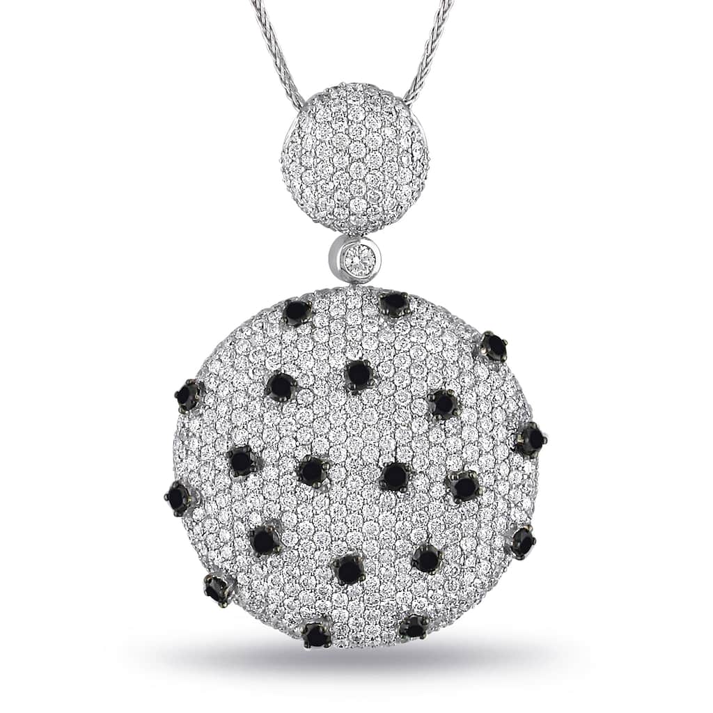 Miadora Signature Collection 18k White Gold 7 1/10ct TDW Black and White Diamond Necklace