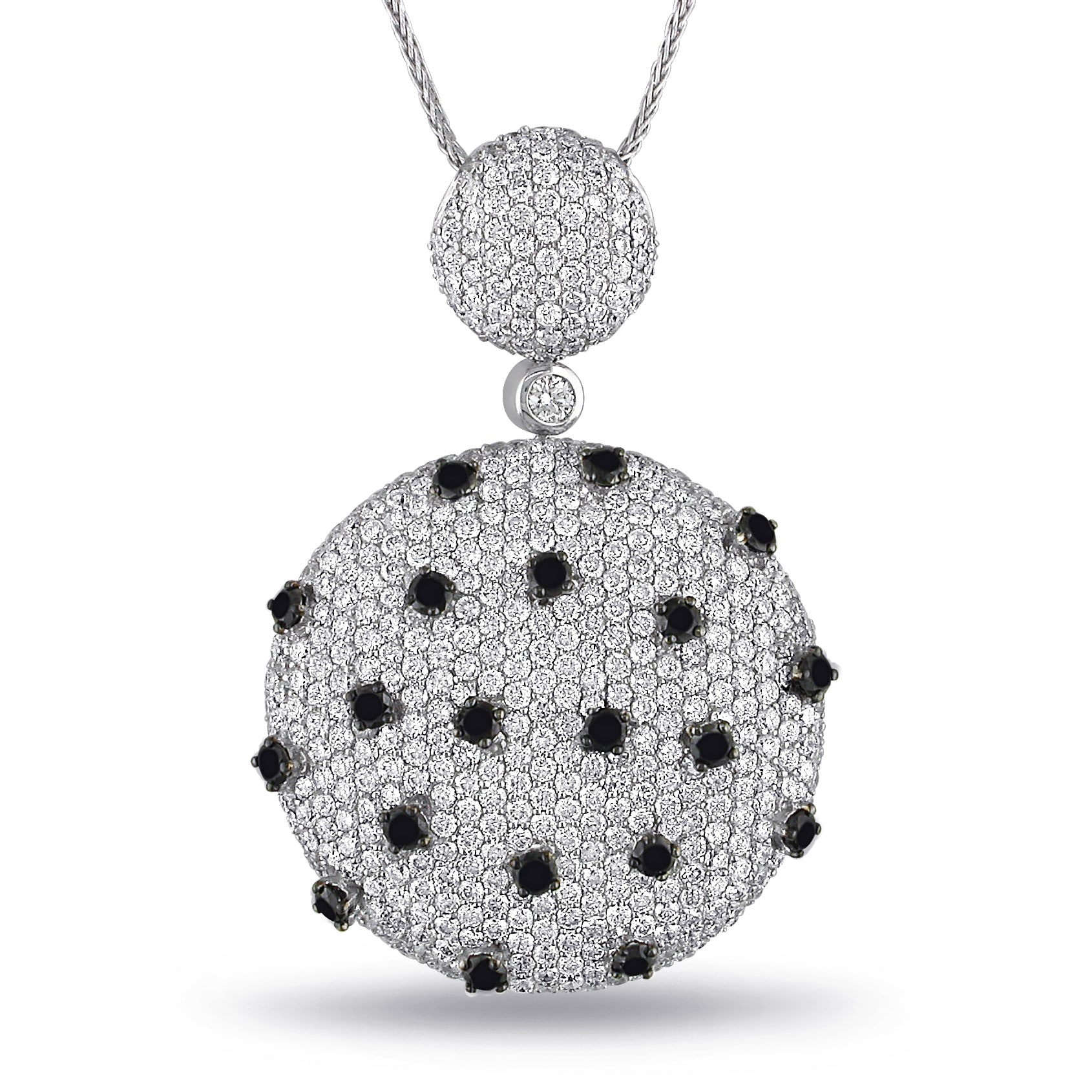 Miadora Signature Collection 18k White Gold 7 1/10ct TDW Black and White Diamond Necklace