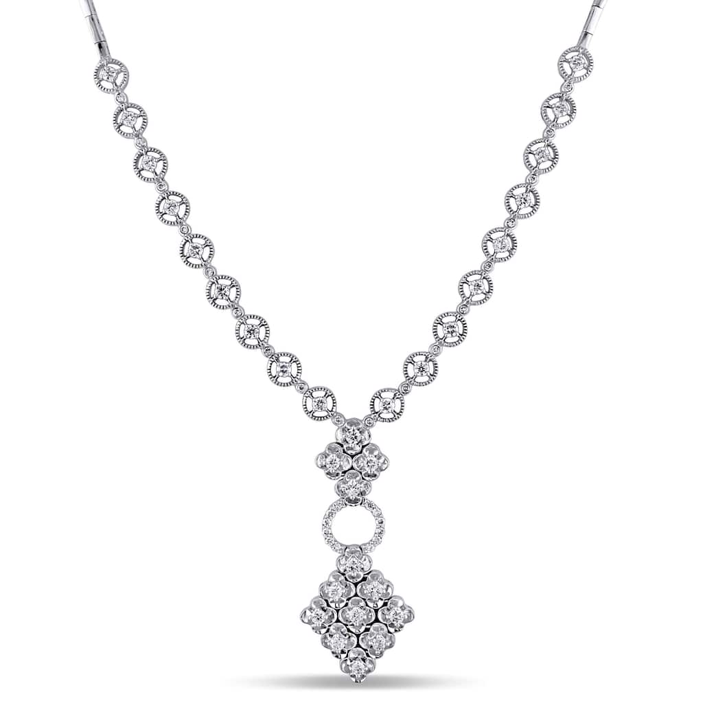 Miadora Signature Collection 18k White Gold 2ct TDW White Diamond Necklace