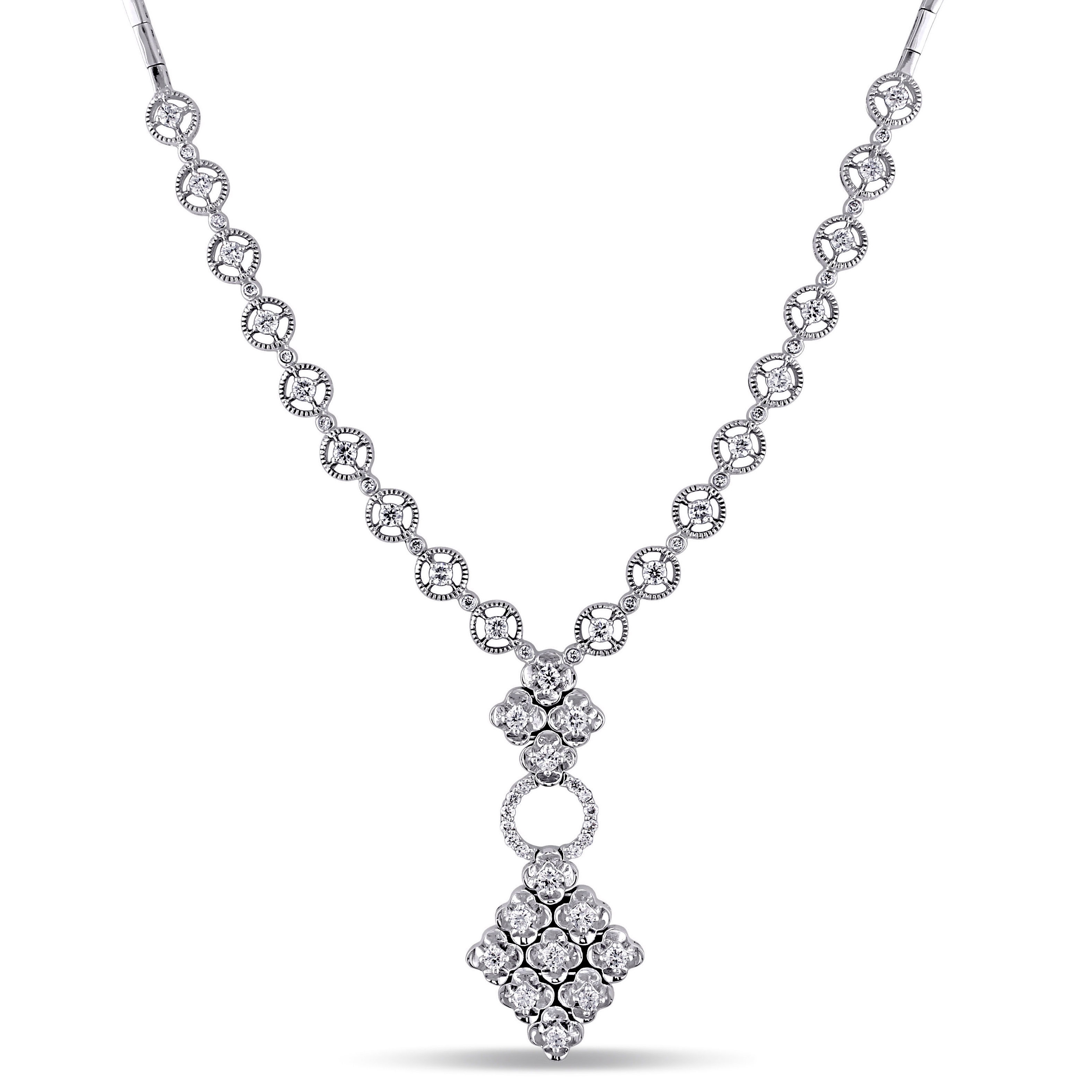 Miadora Signature Collection 18k White Gold 2ct TDW White Diamond Necklace