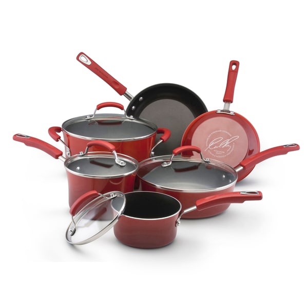 Rachael Ray II Red Porcelain Enamel Nonstick 10-piece Cookware Set