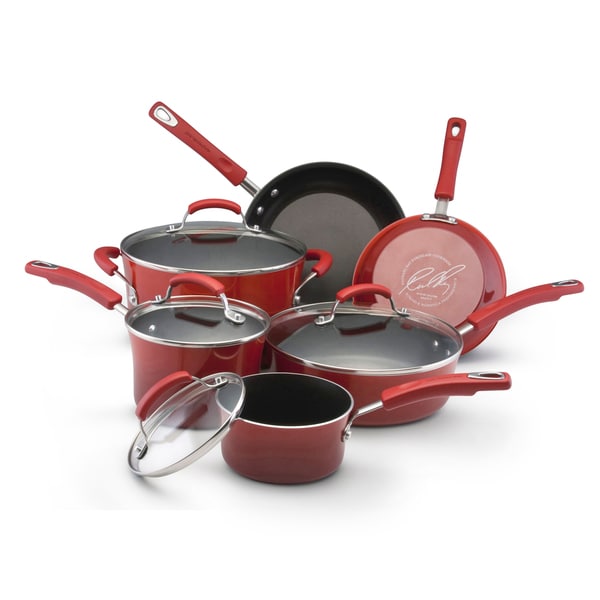 Rachael Ray II Red Porcelain Enamel Nonstick 10 piece Cookware Set