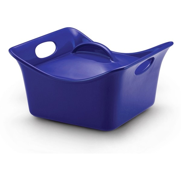 Rachael Ray Blue Stoneware 3.5 quart Covered Square Casserole Dish Rachael Ray Ceramic Bakeware