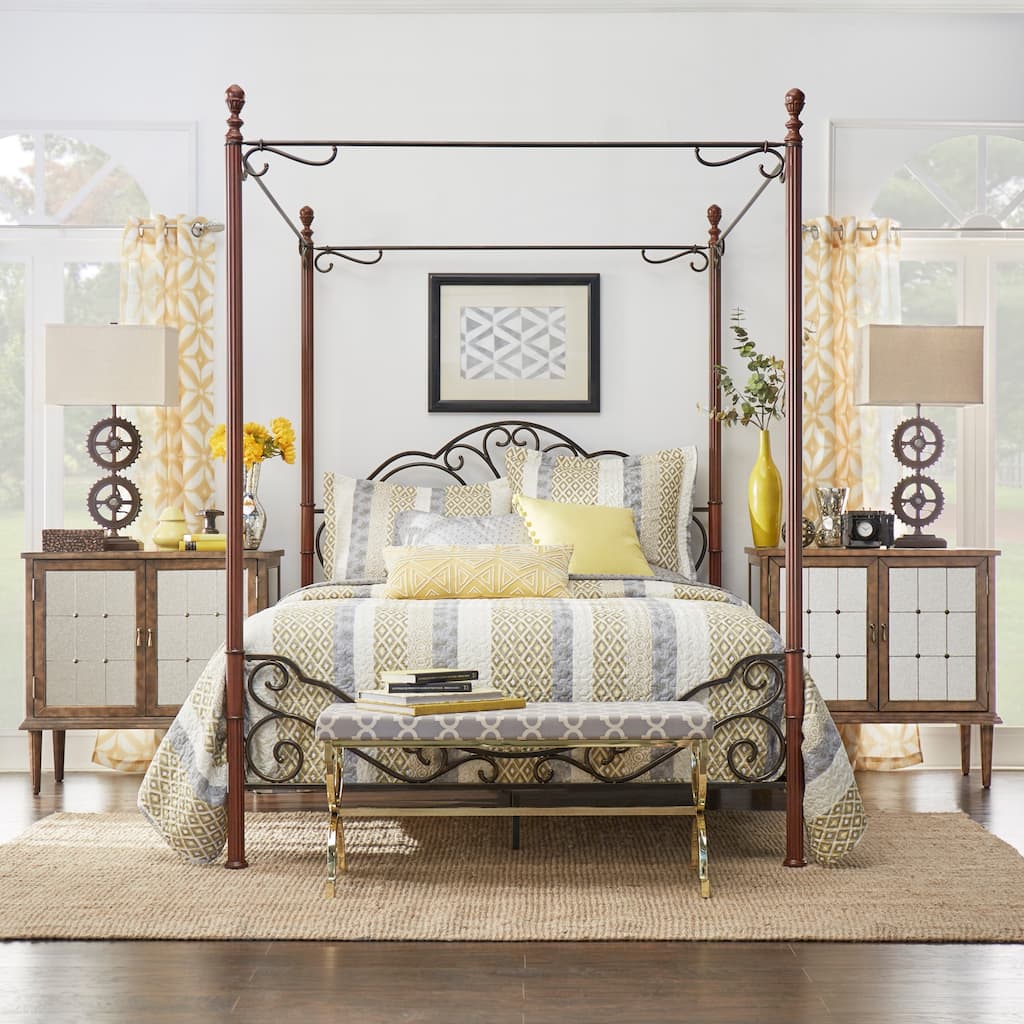 LeAnn Graceful Scroll Iron Metal Canopy Poster Bed by iNSPIRE Q Classic