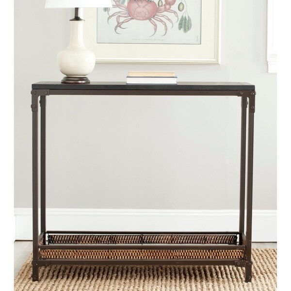 Shop Safavieh Bedford Wicker Accent Wood Top Console Table ...