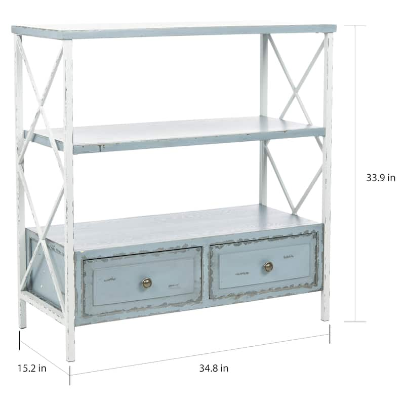 SAFAVIEH Saffron Pale Blue Storage Console Table - 33.9" x 15.2" x 34.8"