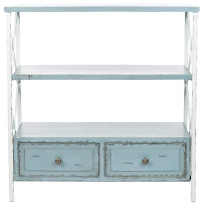 SAFAVIEH Saffron Pale Blue Storage Console Table - 33.9" x 15.2" x 34.8"