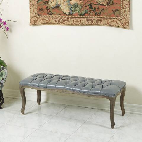 Tassia Button-tufted Bonded Leather Bench by Christopher Knight Home