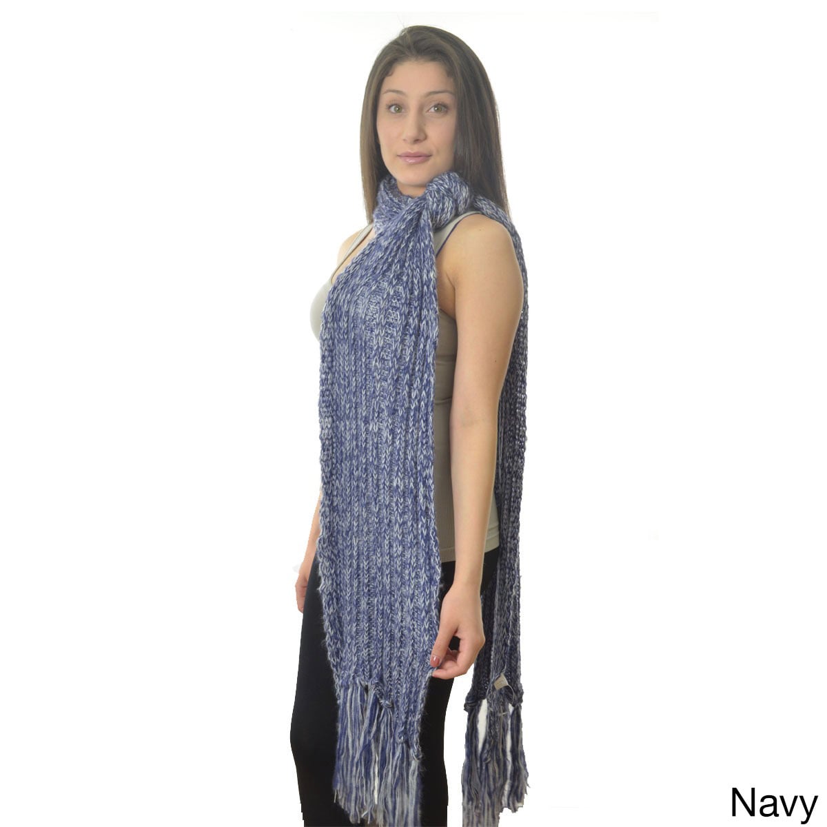 Womens Knit Fringe Scarf