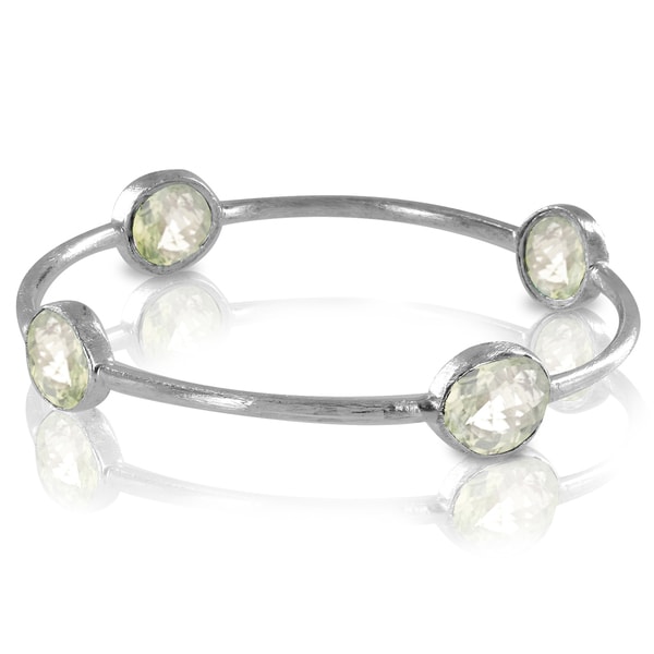 ELYA Silverplated Lemon Quartz Bangle Bracelet West Coast Jewelry Gemstone Bracelets