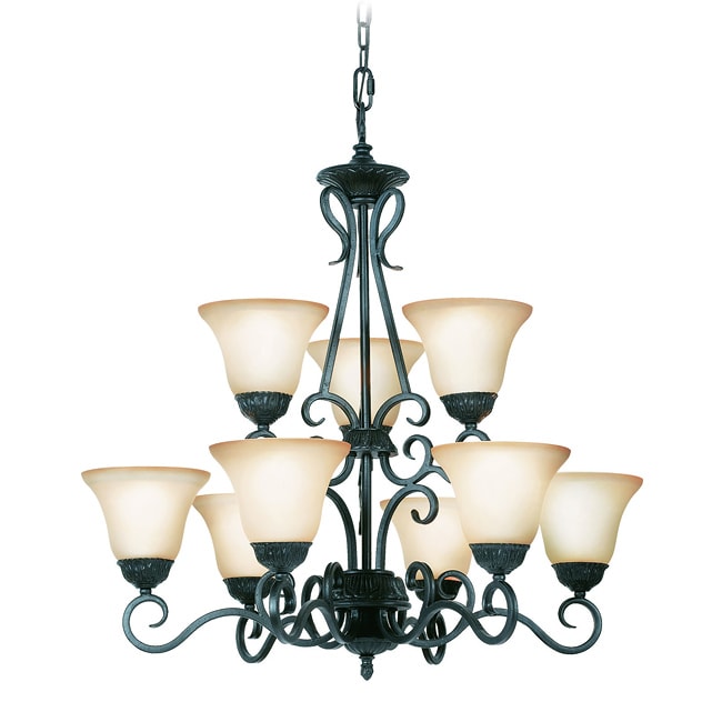 Woodbridge Lighting Jamestown 9 light Textured Black Chandelier