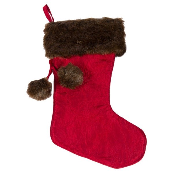 Selections by Chaumont Noel Stocking with Faux Mink Cuff and Pom Pom
