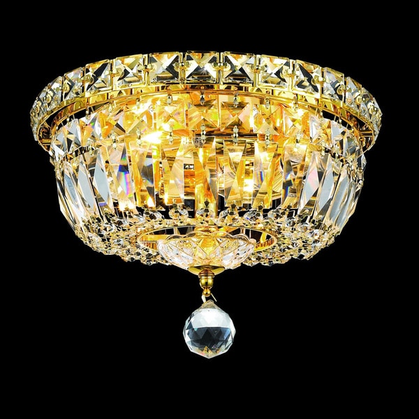 Elegant Lighting Crystal Chandelier Gold Flush Mount Light  