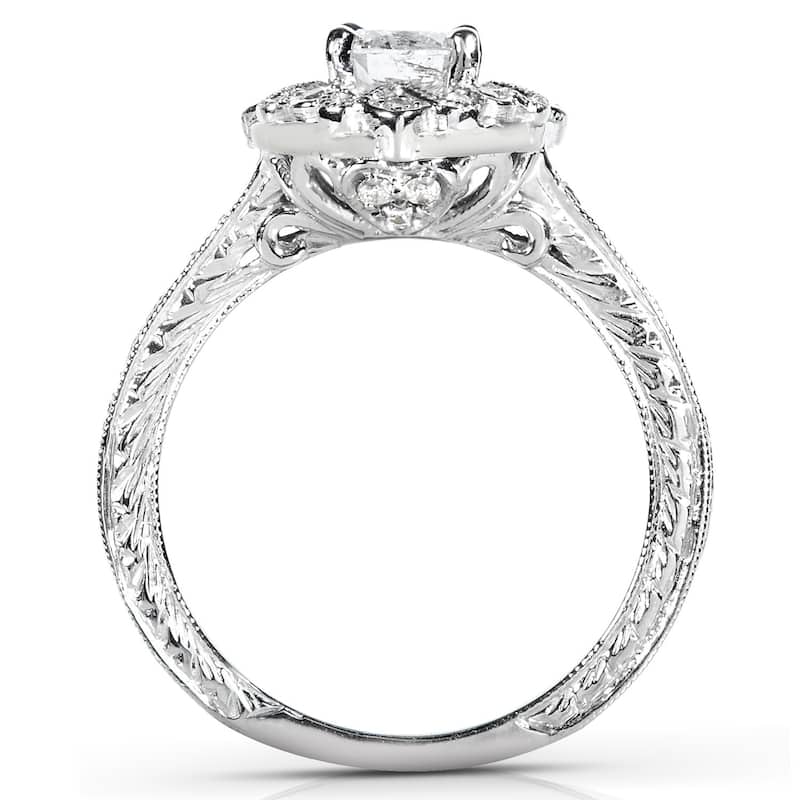 Annello by Kobelli 14k White Gold 1/2ct TDW Diamond Edwardian Antique Engagement Ring