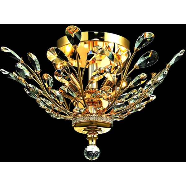 Elegant Lighting Crystal Chandelier Gold Flush Mount Light