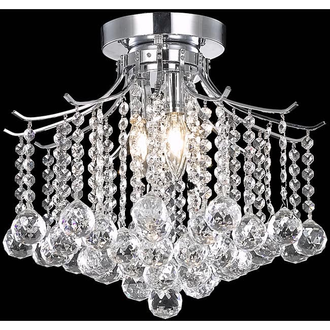 Somette Crystal 3-light Chrome Chandelier Flush Mount
