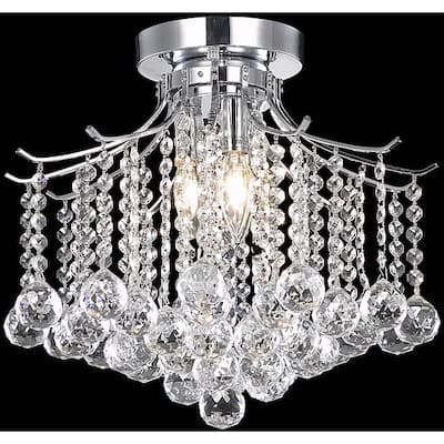 Somette Crystal 3-light Chrome Chandelier Flush Mount