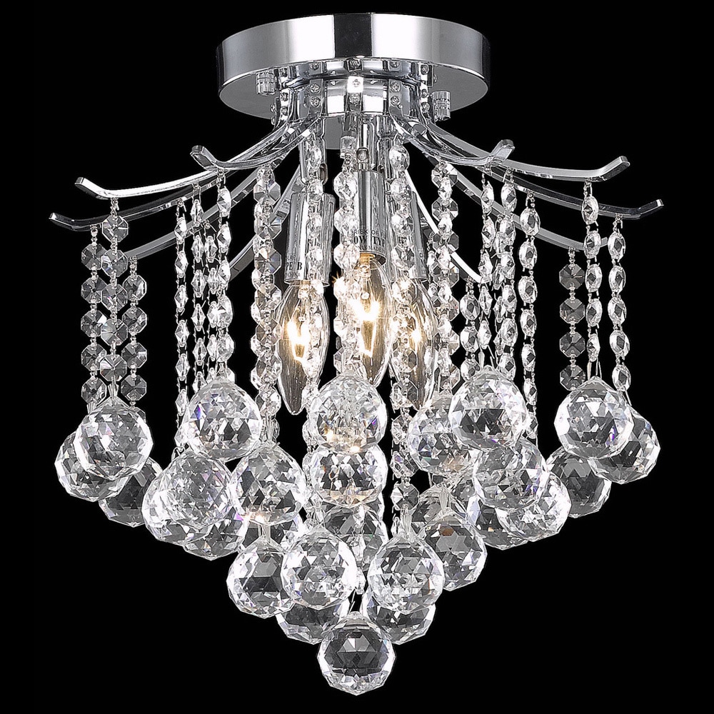 Somette Crystal 3-light Chrome Chandelier (Crystal Chandelier Light) - Chandeliers For Bedrooms by Overstock.com