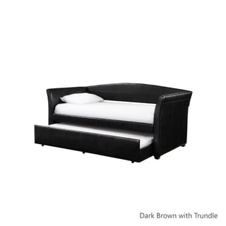 Deco Faux Leather Daybed and Trundle by iNSPIRE Q Bold (Dark Brown with Trundle)