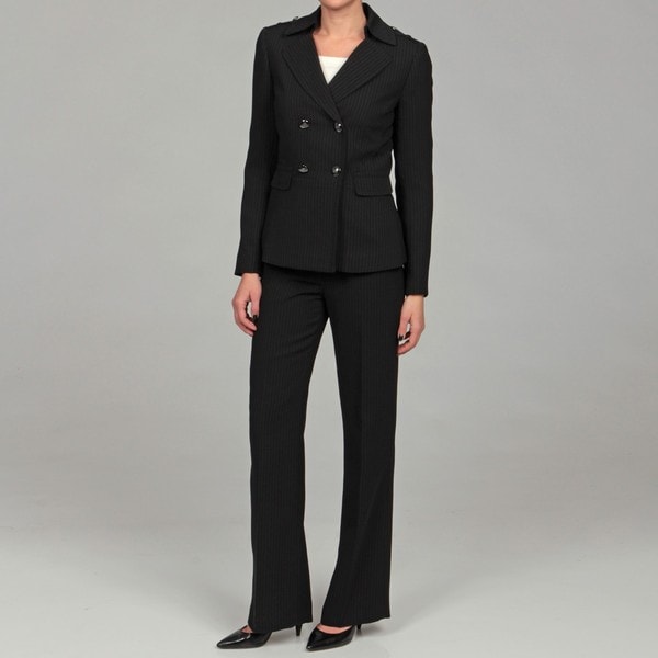 black and white pant suit