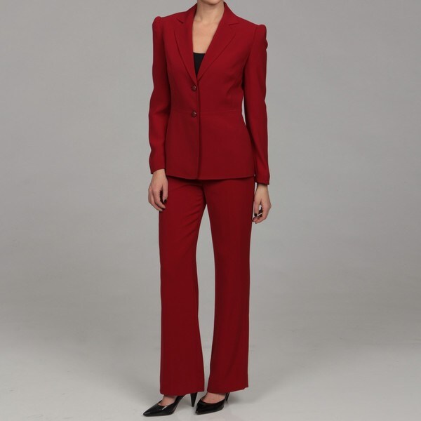 tahari red pantsuit