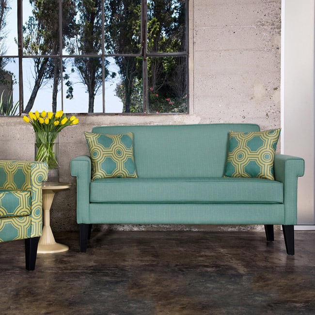Handy Living Ennis Shoreline Aqua Blue Sofa