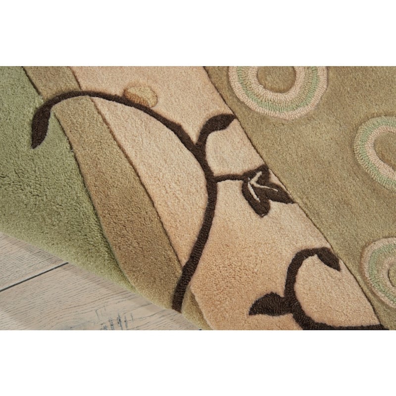 Nourison Contour Classic Damask with Scrolling leaves and Geometric Shapes Hand-tufted Area Rug