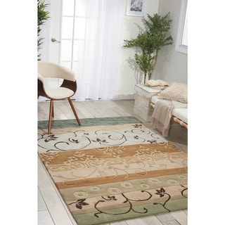 Nourison Contour Classic Damask with Scrolling leaves and Geometric Shapes Hand-tufted Area Rug