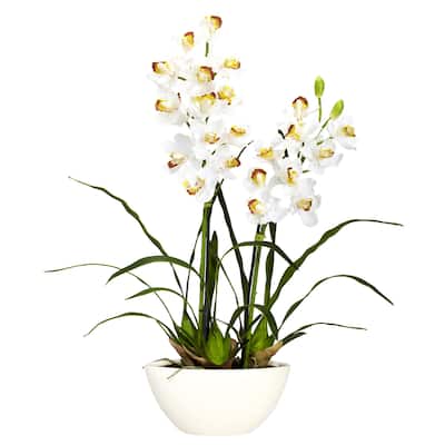 Cymbidium Orchid Silk Flower Arrangement