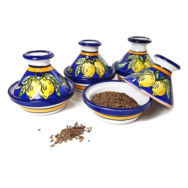 Set of 4 Citronique Design Ceramic Mini Tagines (Tunisia)