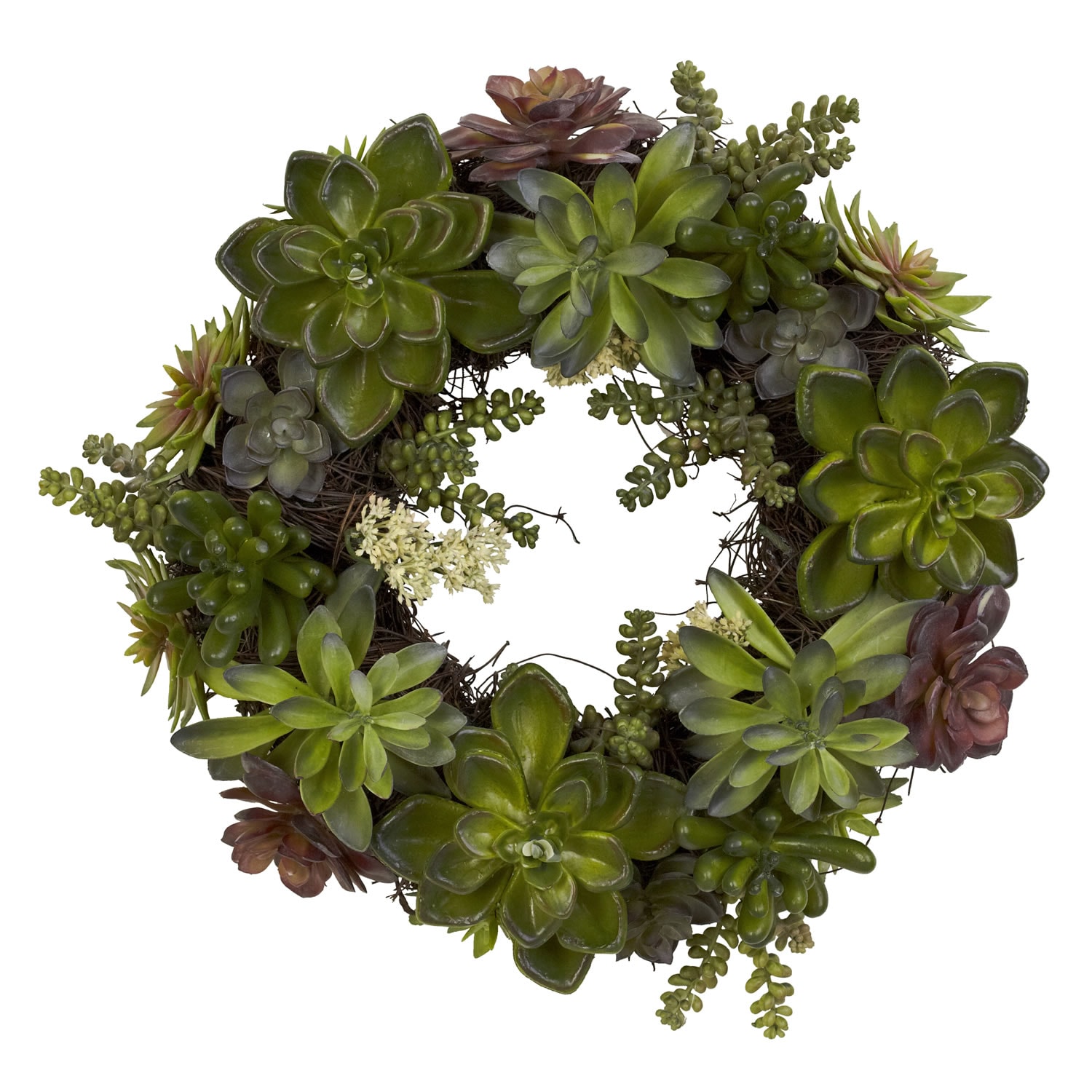 Round 20-inch Succulent Wreath