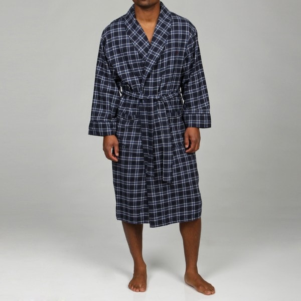 Nautica Men's Blue Plaid Flannel Robe FINAL SALE - Free Shipping On ...