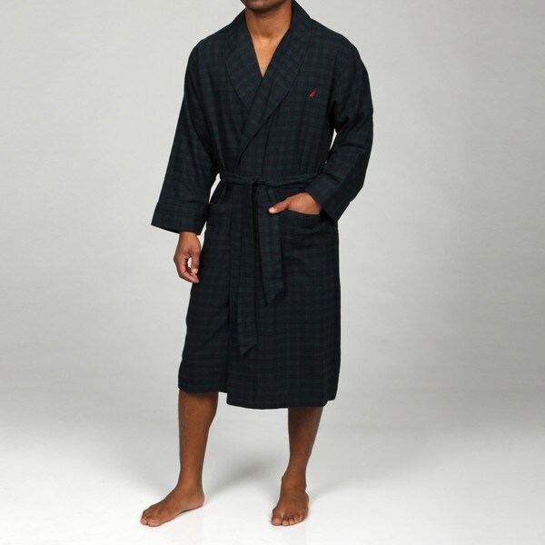 Nautica Men's Coastal Plaid Flannel Robe - 13904734 - Overstock.com ...