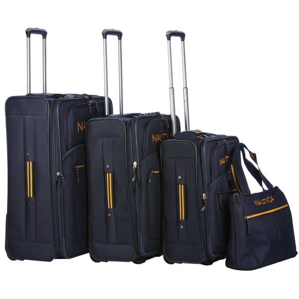 Shop Nautica Helmsman Navy / Yellow 4piece Luggage Set Free Shipping