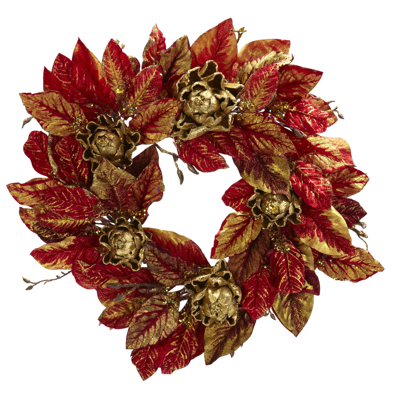 Burgundy And Gold 24 inch Artichoke Wreath