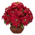 Poinsettia w/ Decorative Planter Silk Flower Arrangement