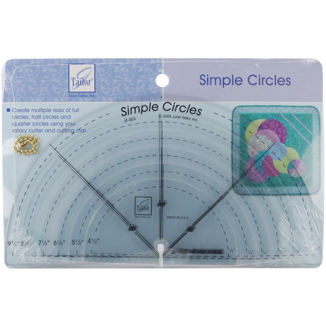 June Tailor Simple Circles Rotary Cutting Rulers (pack Of 6) (ClearMaterials AcrylicPackage includes six (6) rotary rulersAll six rulers have a 0.25 inch seam allowanceMakes circles ranging from 4 inches in diameter to 9 inchesEach ruler has 90 and 45 de