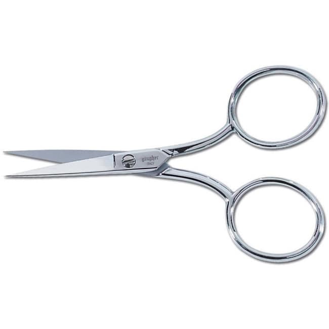 Gingher Large Handle Embroidery Scissors (4 inchesScissors with larger handles make intricate work easyIdeal for cutting one layer of fabric, embroidery threads and needlework yarnSharp points are great for snipping tight threadsIncludes leather sheathImp