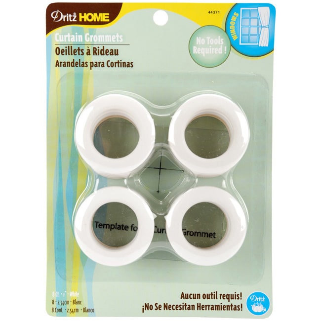 Dritz Home 1 inch White Curtain Grommets (set Of 8) (WhiteGrommet opening 1 diameter grommet overall 1 5/8Grommet rim width 1/4For rods up to 13/16 diameter for sheer to drapery weight fabricsCare Machine washableDo not iron tumble dry or dry cleanAls