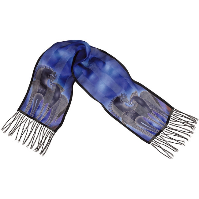 Laurel Burch Indigo Horses Silk Scarf