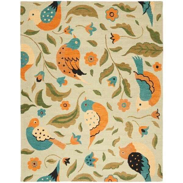 Safavieh Handmade Blossom Swallow Sage Wool Rug - 8'9" x 12'