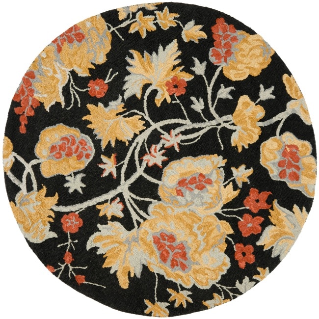 Handmade Blossom Rust Wool Area Rug (6 Round)