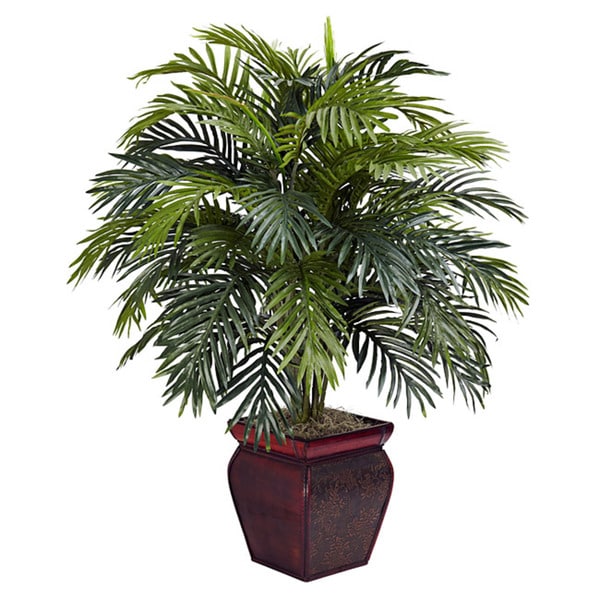 Nearly Natural Areca Polyester Plant with Decorative Planter - Green
