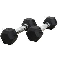 Valor Fitness 5 lb Black Rubber Hex Dumbbells (Set of 2)