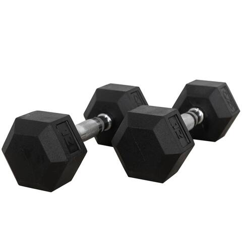 Valor Fitness RH-12 Rubber Hex Dumbbells for Strengthening and Toning Muscles- 12lb (Pair)