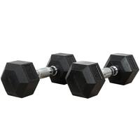 Valor Fitness RH-15 Rubber Hex Dumbbells for Strengthening and Toning Muscles - 15 lb(Set of 2)